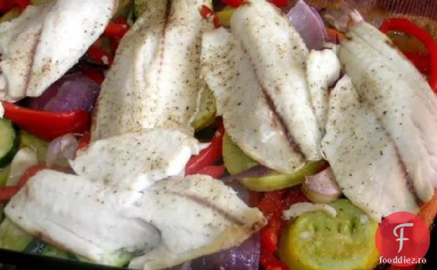 Cod la cuptor cu legume prăjite