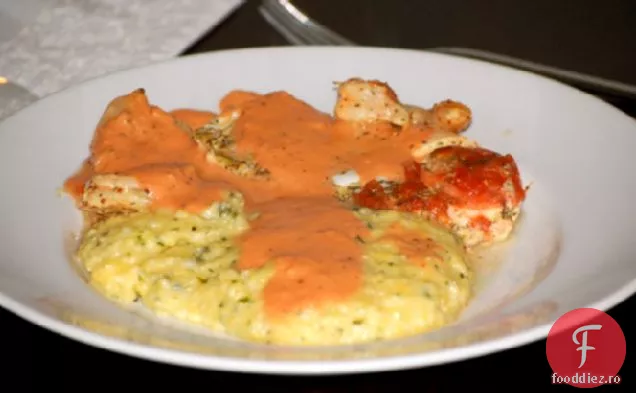 Halibut Prăjit Cu Sos De Cremă De Roșii