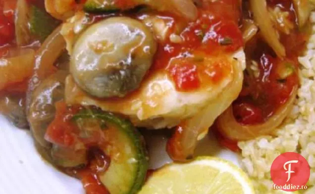 Halibut Acoperit Cu Legume