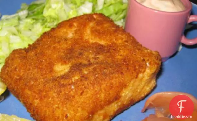 Somon prăjit cu maioneză de Scallion și salată verde