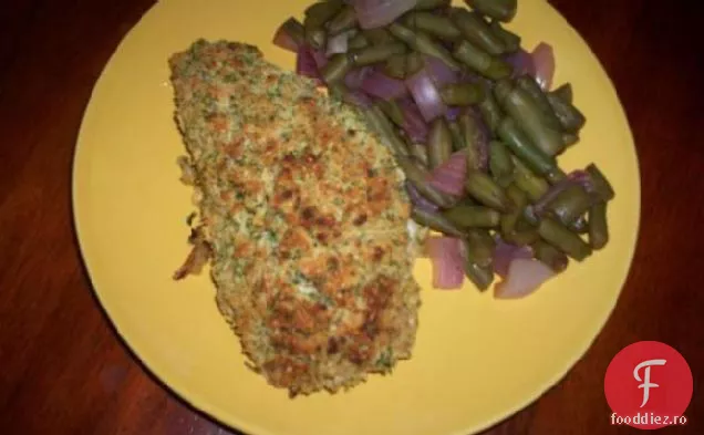 Somon cu parmezan, usturoi și crustă de ierburi - folosiți pui sau carne de porc