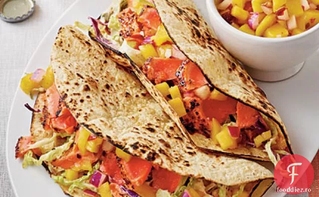 Tacos de somon dulce și picant