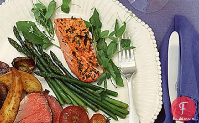 Somon prăjit cu măcriș și lămâie