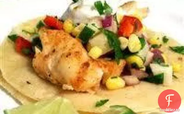 Tilapia la grătar cu sos BBQ de piersici de Paula Deen