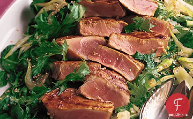 Ton la grătar cu caramel Miso șalotă