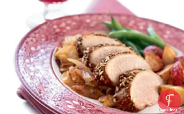 Filet de porc cu mere prăjite și ceapă