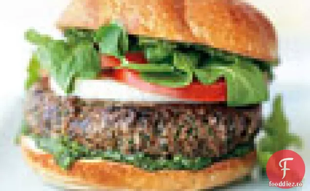 Burgeri cu Mozzarella și spanac-pesto de rucola
