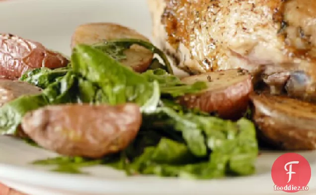 Pui prăjit cu cartofi și Rucola