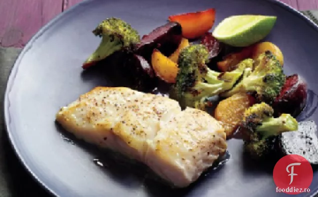 Pește ars cu sfeclă și Broccoli