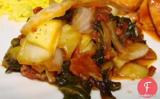 Bok Choy în sos cald de slănină