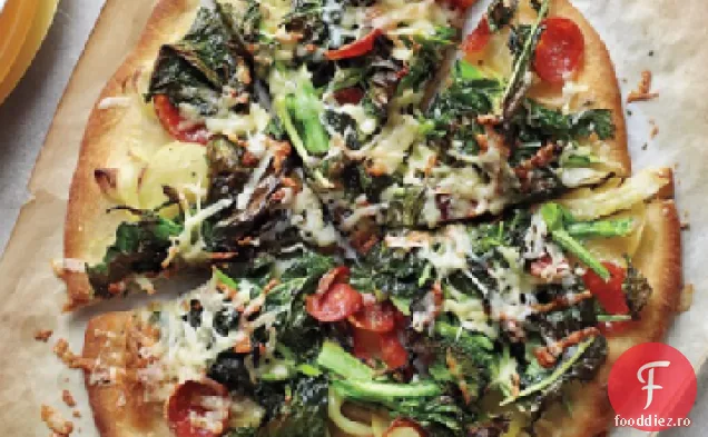 Pizza Pepperoni, cartofi și Broccoli rabe