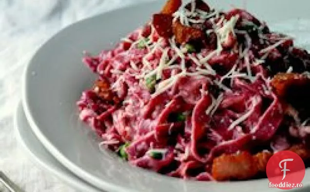 Paste De Sfeclă Carbonara Cu Mazăre Și Slănină