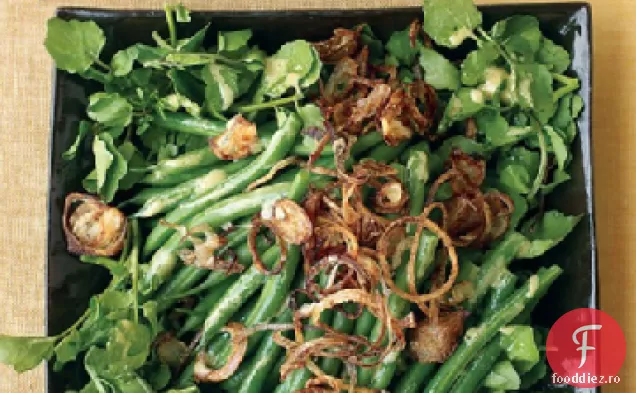 Salată de fasole verde, Nasturel și șalotă crocantă