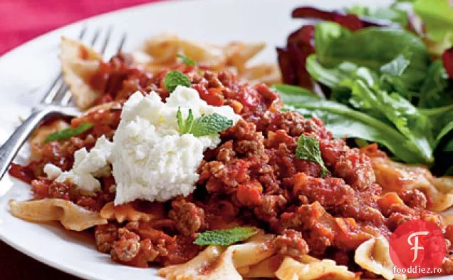 Farfalle cu Ragu de miel, Ricotta și mentă