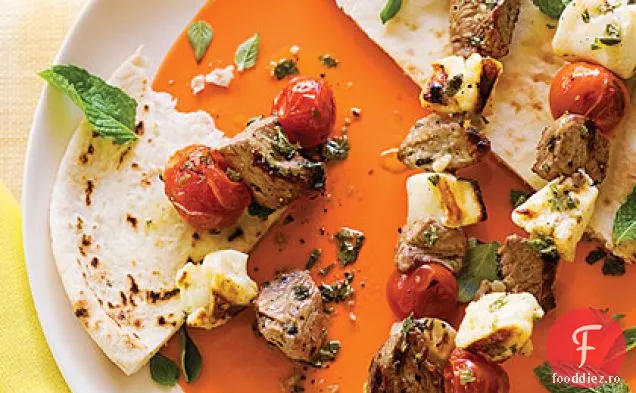 Kebab de miel la grătar și Halloumi