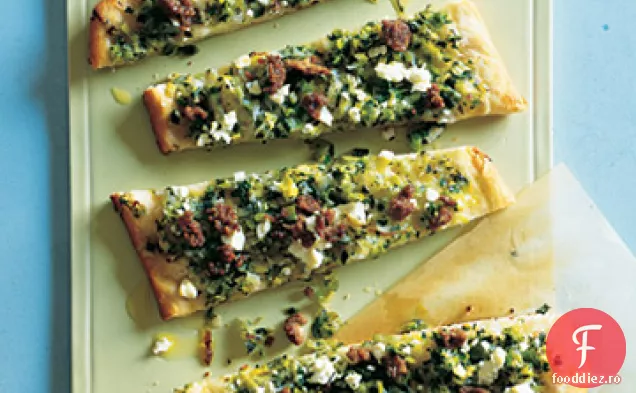 Pâine plată acoperită cu mentă, Feta și miel