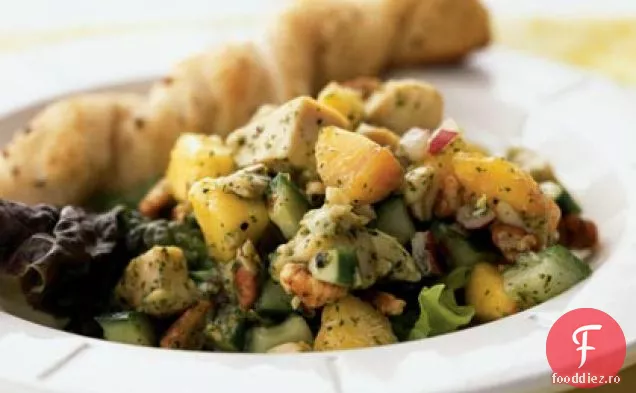 Salată de pui cu nectarine în vinetă de mentă