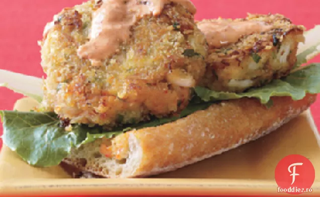 Burgeri de Crab cu față deschisă cu sos de ardei roșu
