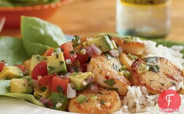 Scoici glazurate cu citrice cu Salsa de Avocado