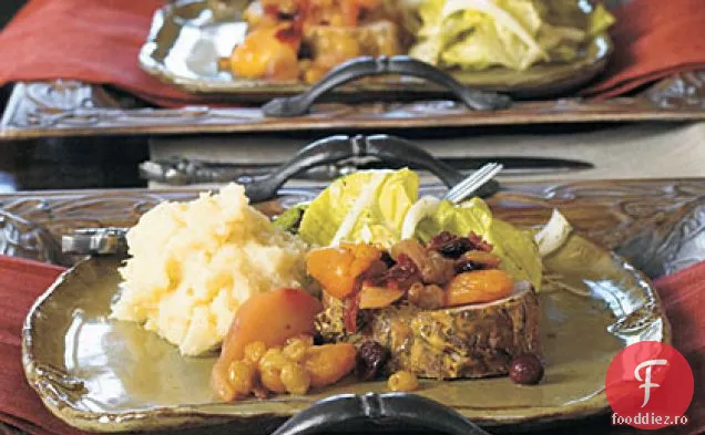 Rosemary-Dijon friptură de porc cu compot de fructe de toamnă